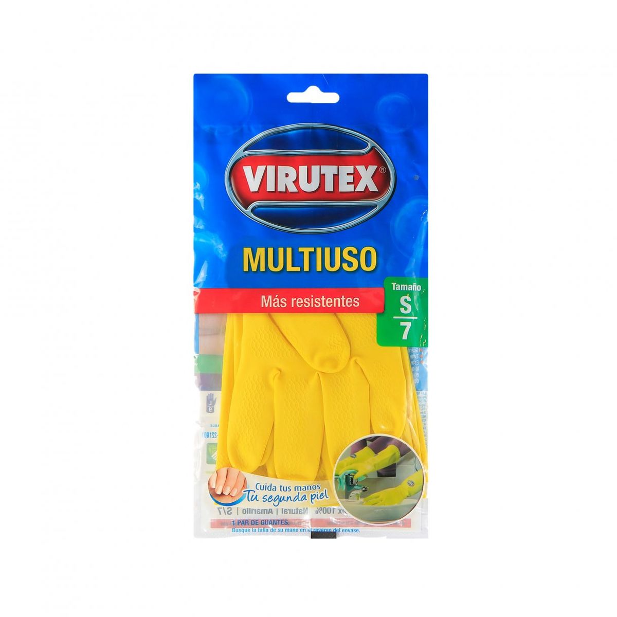 VIRUTEX - Guantes de Látex Virutex Multiuso Gamuzado Talla S Amarillo