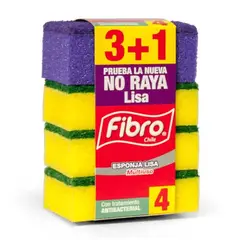 FIBRO - Esponjas Abrasivas Lisa 3+1 Display de 4 Unidades