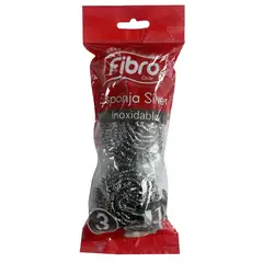FIBRO - Esponja de Olla Silver Inoxidable 3 Unidades