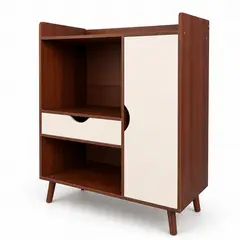 GENERICO - Aparador Buffet Nórdico con Puerta, Cajón y Repisas Nogal Blanco 90x40x104 cm