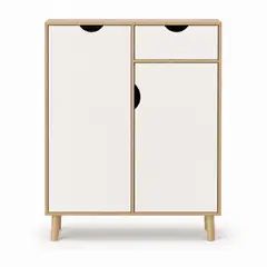 GENERICO - Aparador Buffet Nórdico con 2 Puertas y 1 Cajón Blanco Madera 80x30x92 cm