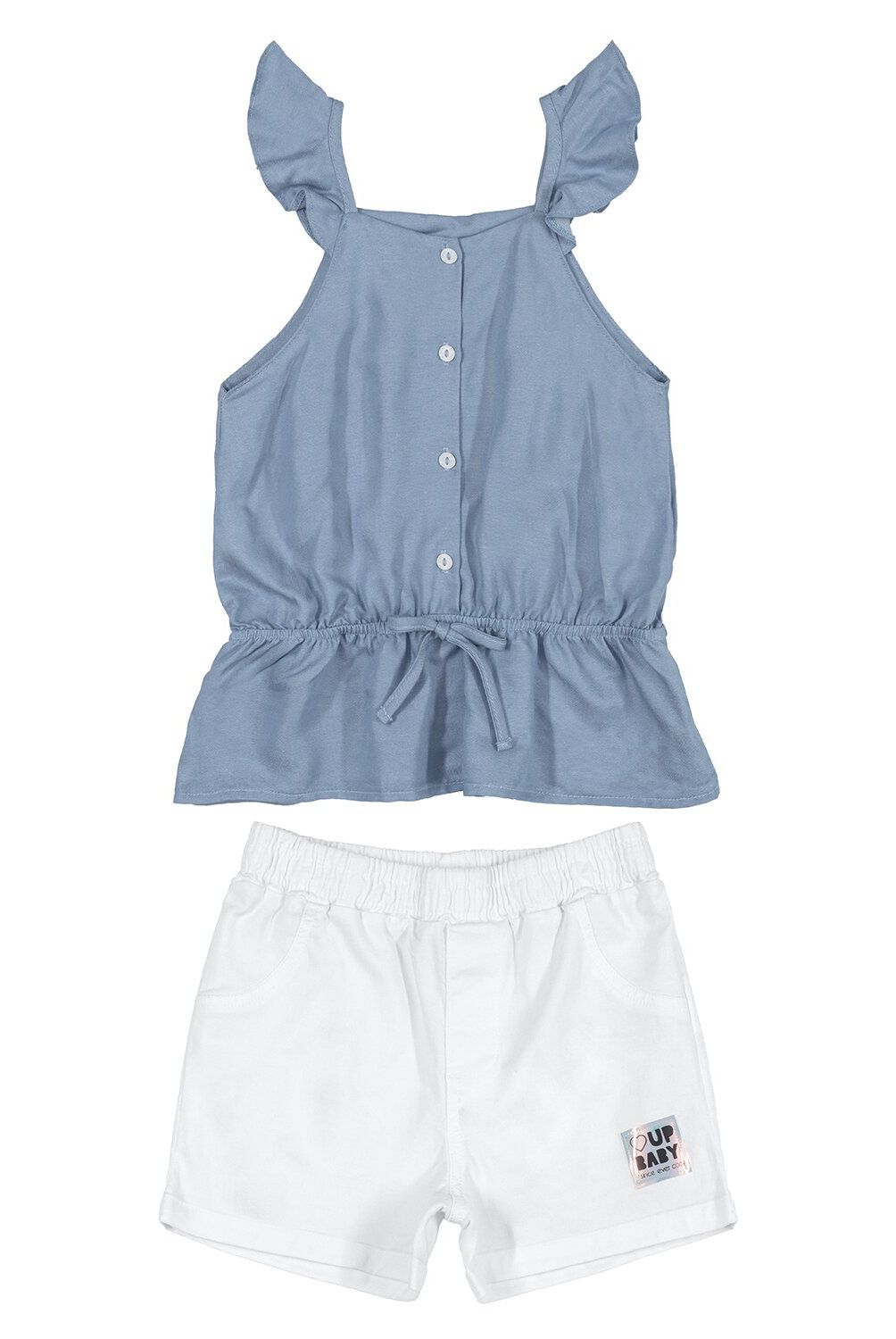 UP BABY - Conjunto Blusa Vuelitos Y Shorts Azul Y Blanco