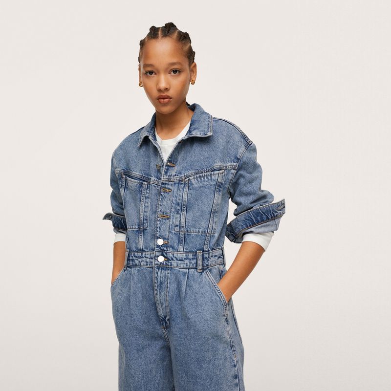 MANGO - Enterito Largo Denim Gillian Mujer