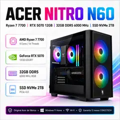 ACER - PC Gamer RTX 5070 Ryzen 7 7700 32GB DDR5 2 TB SSD Nitro N60