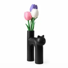 GENERICO - Florero pequeño adorno gato Negro decorativo para hogar
