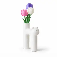 GENERICO - Florero pequeño adorno gato Blanco decorativo para hogar