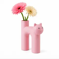 GENERICO - Florero pequeño adorno gato Rosa decorativo para hogar