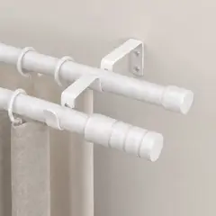 DECOR - Set Barras de Cortina Doble Extensible Blanco 120-210 cm