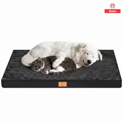KOBA - Cama Antiestrés Extra Grande Para Perros Con Colchón Ortopedico 120x80cm Color Negro