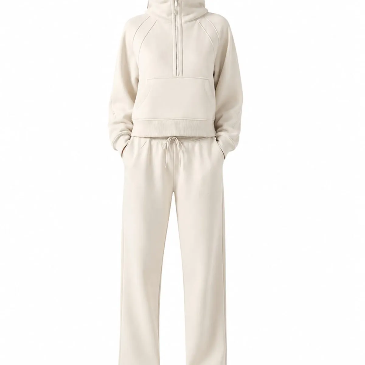 QIHAO - Conjunto Buzo Deportivo Mujer  Oversize con Cierre Alto