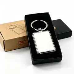 TSKY CHILE SHOPPING - 12 Llaveros Metalicos Sublimables Rectangulares Blanco Para Regalos Personalizados Con Caja