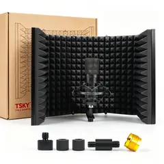 TSKY CHILE SHOPPING - Escudo Aislamiento Acustico Para Microfono 5 Paneles Plegable Estudio Grabacion Metal