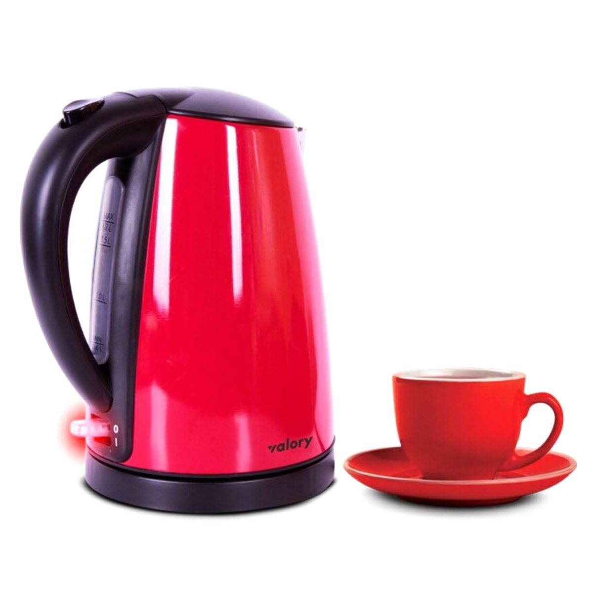 VALORY - Hervidor Valory VK1000 Inox Rojo 1.7Lts