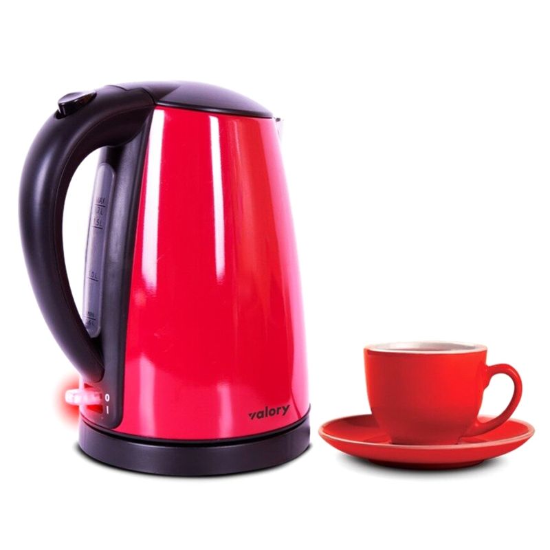 VALORY - Hervidor Valory VK1000 Inox Rojo 1.7Lts