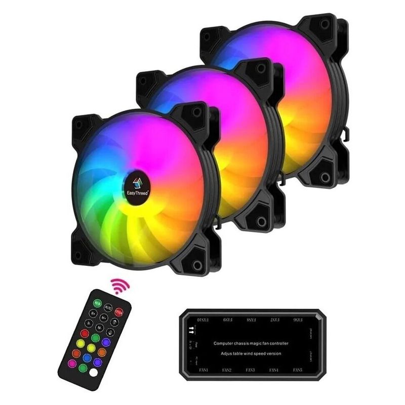 GENERICO - Pack 3 Ventiladores Rgb Easy Threed  Hub Control