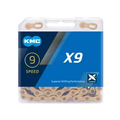 KMC - CADENA Para Bicicleta X9 9 VELOCIDADES TI-GOLD