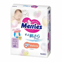 MERRIES - Pañales Talla Rn Recien Nacido Cintas 68 Unidades