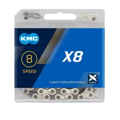 KMC - Cadena Para Bicicleta X8 8-SPEED SILVERGREY 116L