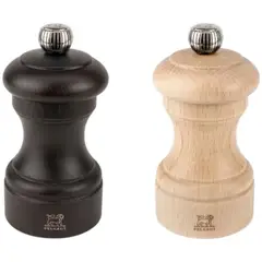 PEUGEOT - Set de Salero y Pimentero Bistro 10 cm Chocolate y Natural Marca Francesa