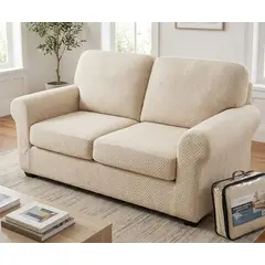 GENERICO - Funda cubre sofa protectora color beige de 2 asientos