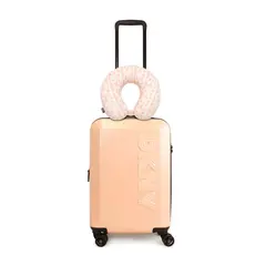 DKNY - Pack Maleta Cabina 10kg Beveled rosada + Almohada de Viaje Memory Foam