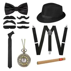 GENERICO - Set de Disfraz Fiesta de Gatsby 12 Piezas para Hombre de los Años 20