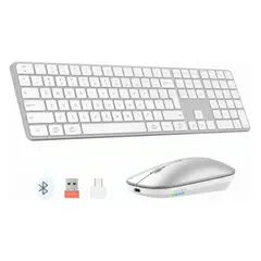 MEETION - Kit Teclado Mouse Inalambrico 2.4 + BT para Mac y Win C230 Blanco