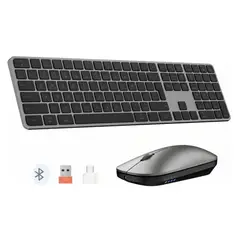 MEETION - Kit Teclado Mouse Inalambrico 2.4 + BT para Mac y Win C230 Negro