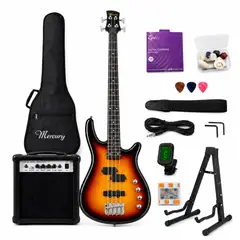MERCURY - Bajo Eléctrico Pack Amplificador 20w + 9 Accesorios Sunbrust