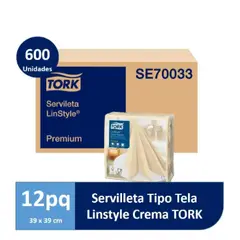 TORK - SERVILLETA LINSTYLE CREMA - 12 PAQUETES DE 50 UNIDADES