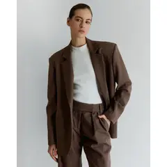AURE 0001 - Blazer de Lana de Mujer Café Lavado