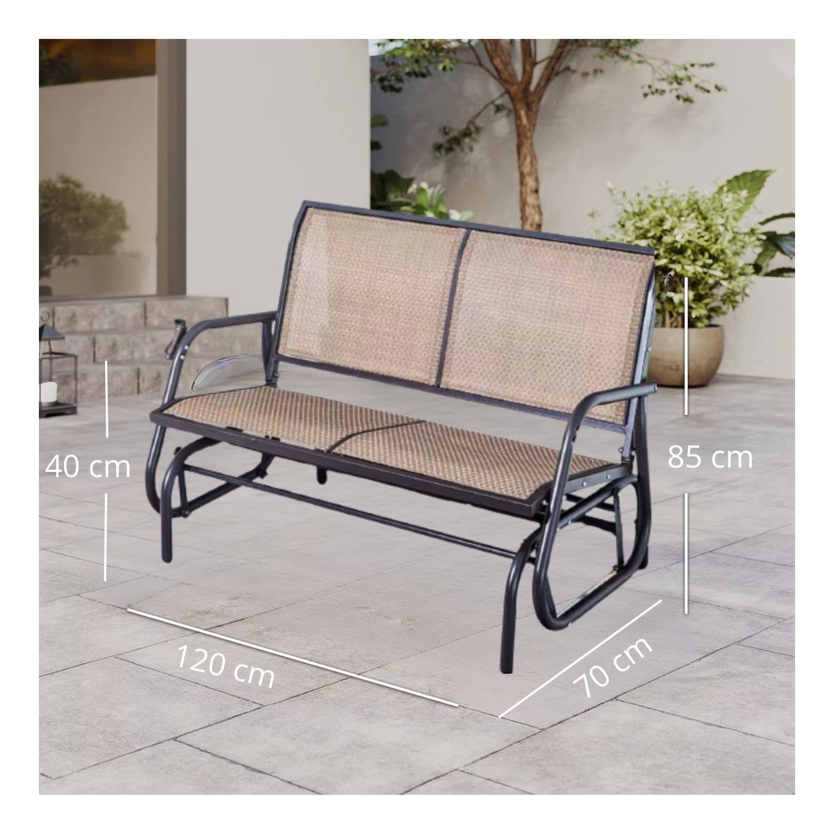 AUCKLAND OUTDOOR - Banca Mecedora Terraza 2 Personas Sillon Exterior