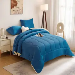 GENERICO - Plumon Alaska Sherpa 1.5 plazas Azul 180x220cm