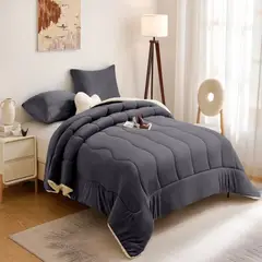 GENERICO - Plumon Alaska Sherpa 1.5 plazas Gris 180x220cm