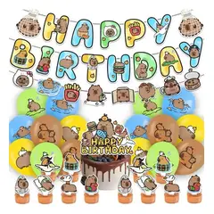 GENERICO - Kit Cotillón Cumpleaños Capibara Diseño Adornos Niños