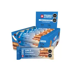 SUPLETECH - Caja Waffle Bar 12 Unid Milk & Coconut - Maxi Nutrition