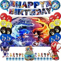 GENERICO - Kit Cotillón Cumpleaños Sonic Shadow Tails Knuckles + Tela