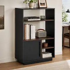 GENERICO - Librero Buffet Aparador Negro Elegante Mueble Café Bar Organizador Comedor Living 70x38x110cm