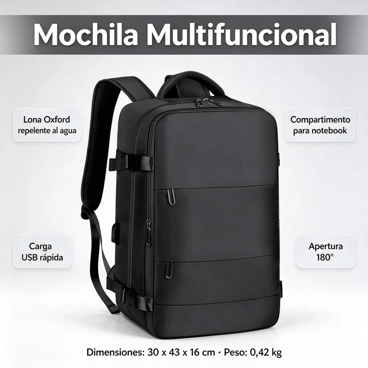 VIDA BUENAS - Mochila De Viaje Avión Multifuncional Gran Capacidad 30 Lts