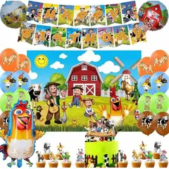 GENERICO - Kit Cumpleaños Niños Fiestas Granja Zenón + Tela De Fondo