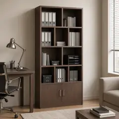 GENERICO - Librero Estante Organizador Repisas 2 Puertas 180x24x80cm