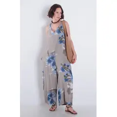 WADOS - ENTERITO LINO ESTAMPADO SIN MANGA CON BOLSILLOS