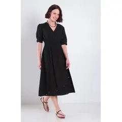 WADOS - VESTIDO MANGA CORTA ESCOTE V CON APLICACION BRODERY