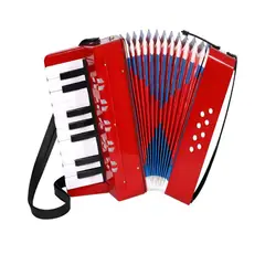 NUTECH - Acordeón Cromático a Piano 17 Notas Niños Modelo 5410 Rojo