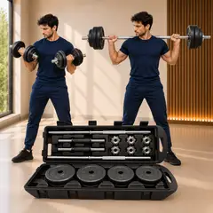 GENERICO - Set Mancuernas Ajustables 50kg Discos Pesas Barra Extensible