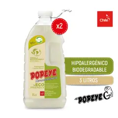 POPEYE - Pack x 2 Detergente Líquido Ecofriendly Matic Pet3 Lt