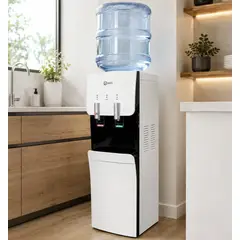 VAWEH - Dispensador de Agua Bidón Superior Fría y Caliente Blanco 2 Llaves