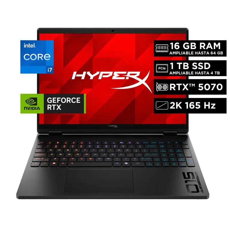 Notebook Gamer OMEN HyperX 15-ga0017la Intel Core i7 16GB RAM RTX 5070 1TB SSD 15.3" 2K W11H