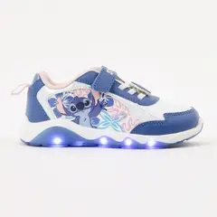 DISNEY - Zapatilla Luces Niña Stitch Flores Celeste