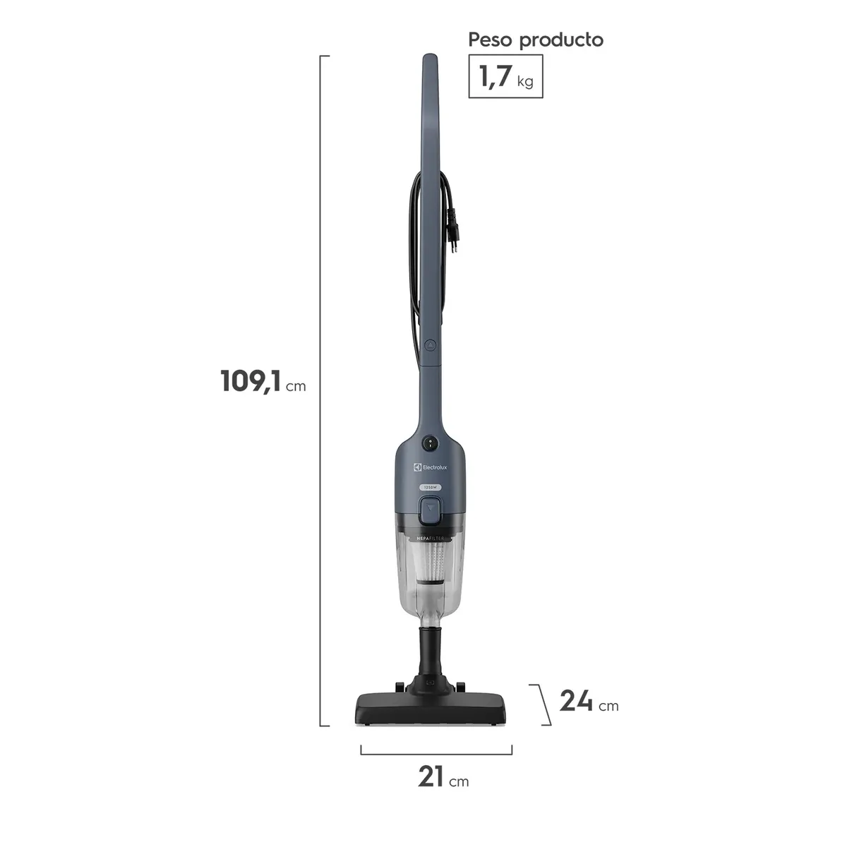 ELECTROLUX - Aspiradora Vertical con Cable Electrolux 1250W 2 en 1 con Filtro HEPA STK21